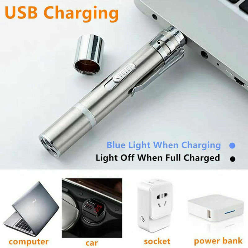 USB-aufladbarer Laserpointer aus Edelstahl mit fünf Mustern und violettem Licht – Katzenspielzeug