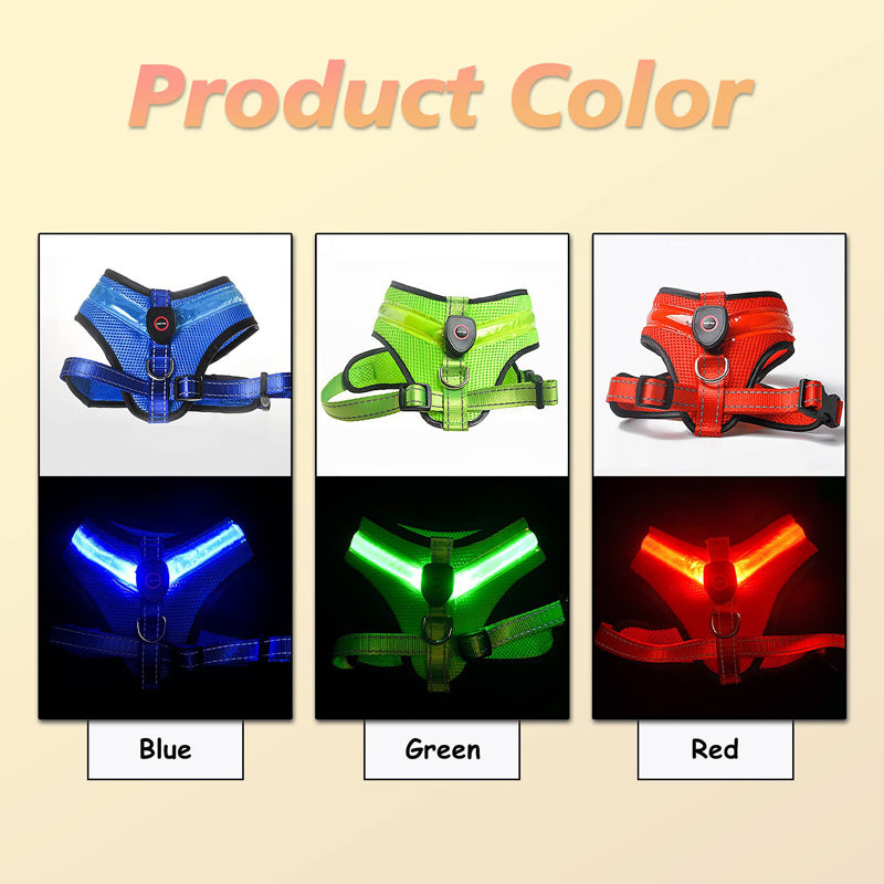 Haustierbedarf Wiederaufladbares LED-beleuchtetes Hundegeschirr aus Netzgewebe